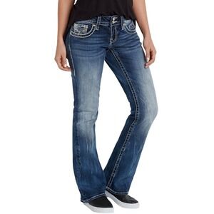 Vigoss Women The Chelsea Boot Cut Jeans Dark Wash Embellished Pockets 20 Size 20